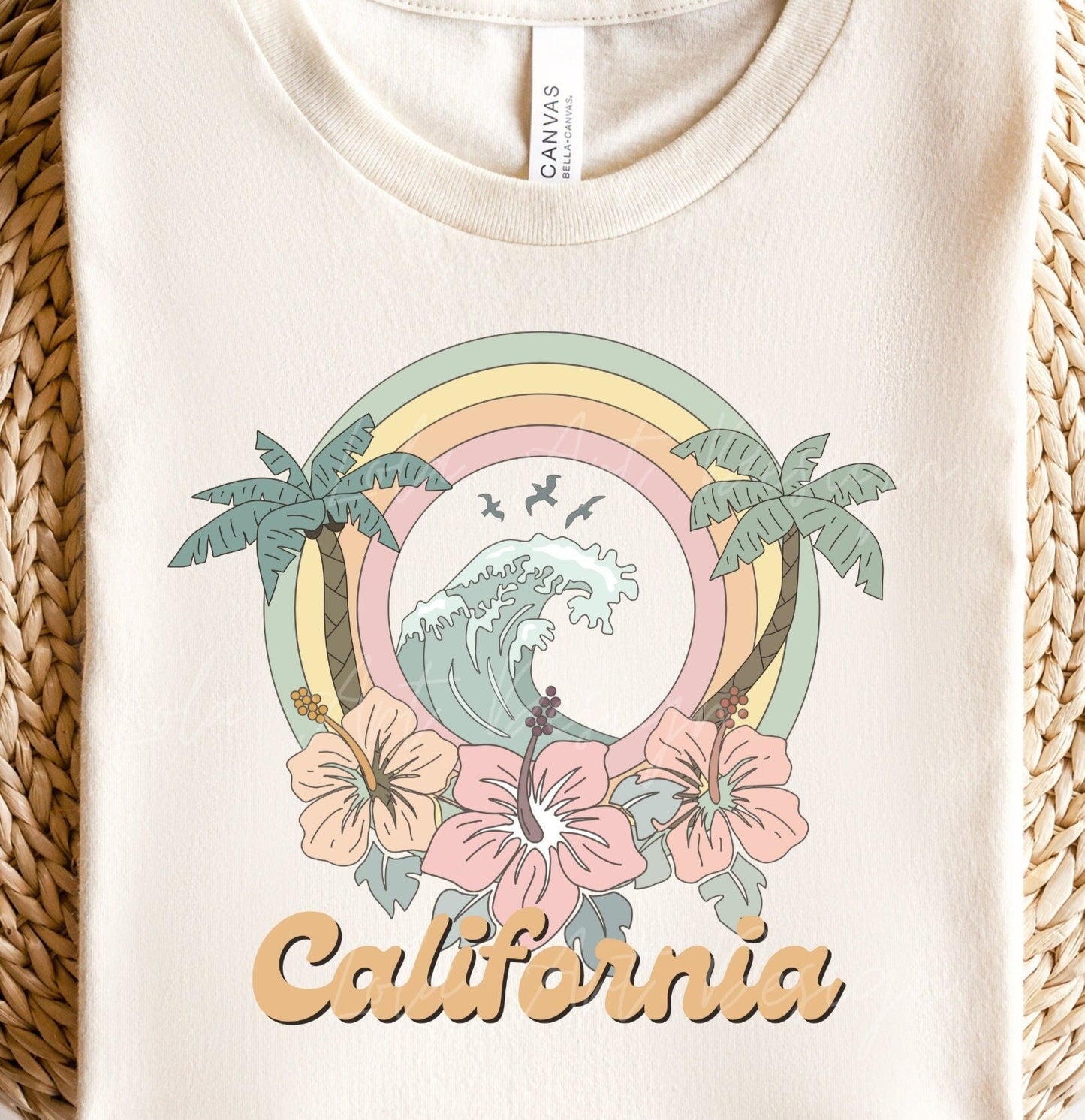 California Summer PNG file for sublimation printing, Retro Sublimation, Wave PNG, Sublimation design download, Distressed T-shirt design Png