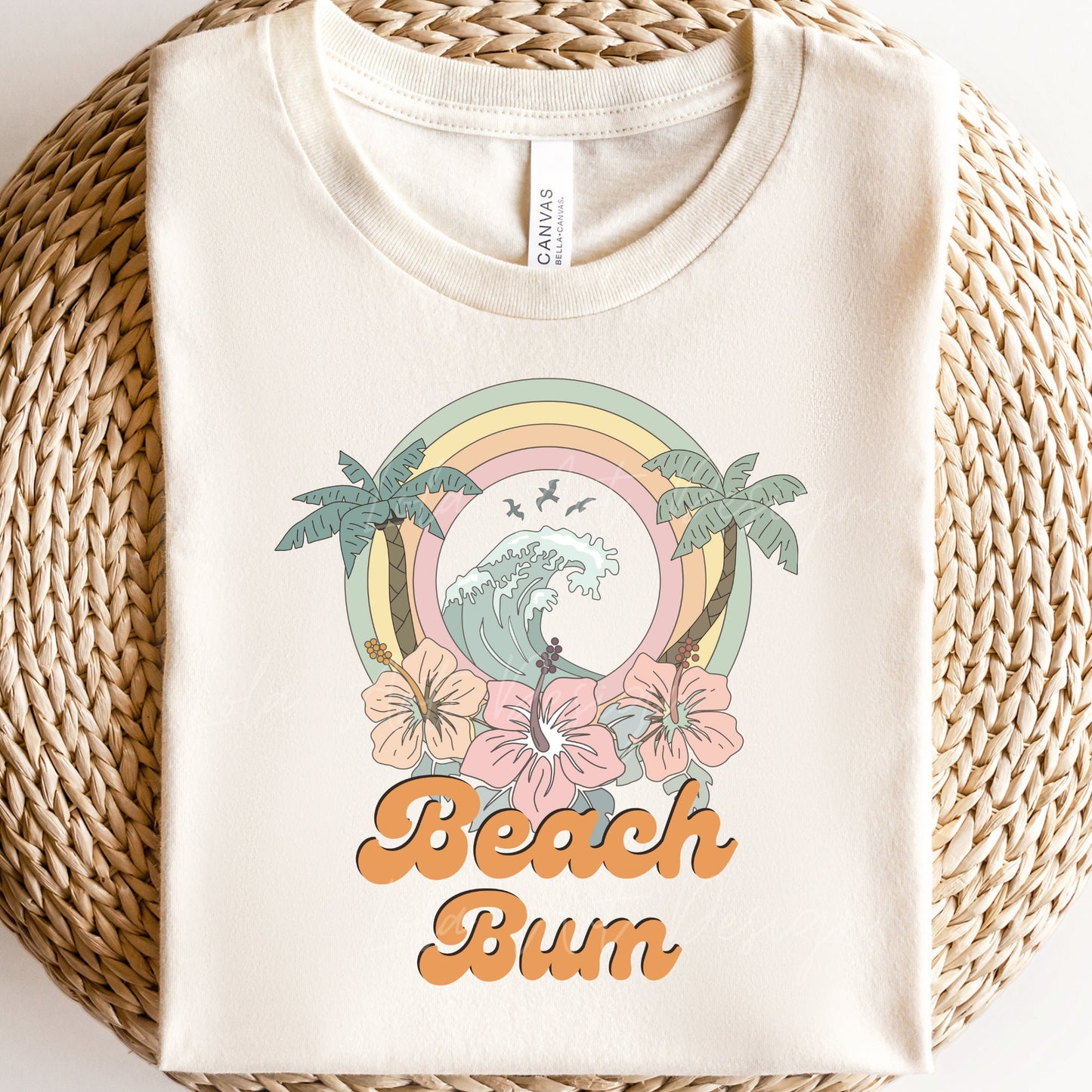 Beach Bum PNG file for sublimation, Distressed Retro Summer PNG