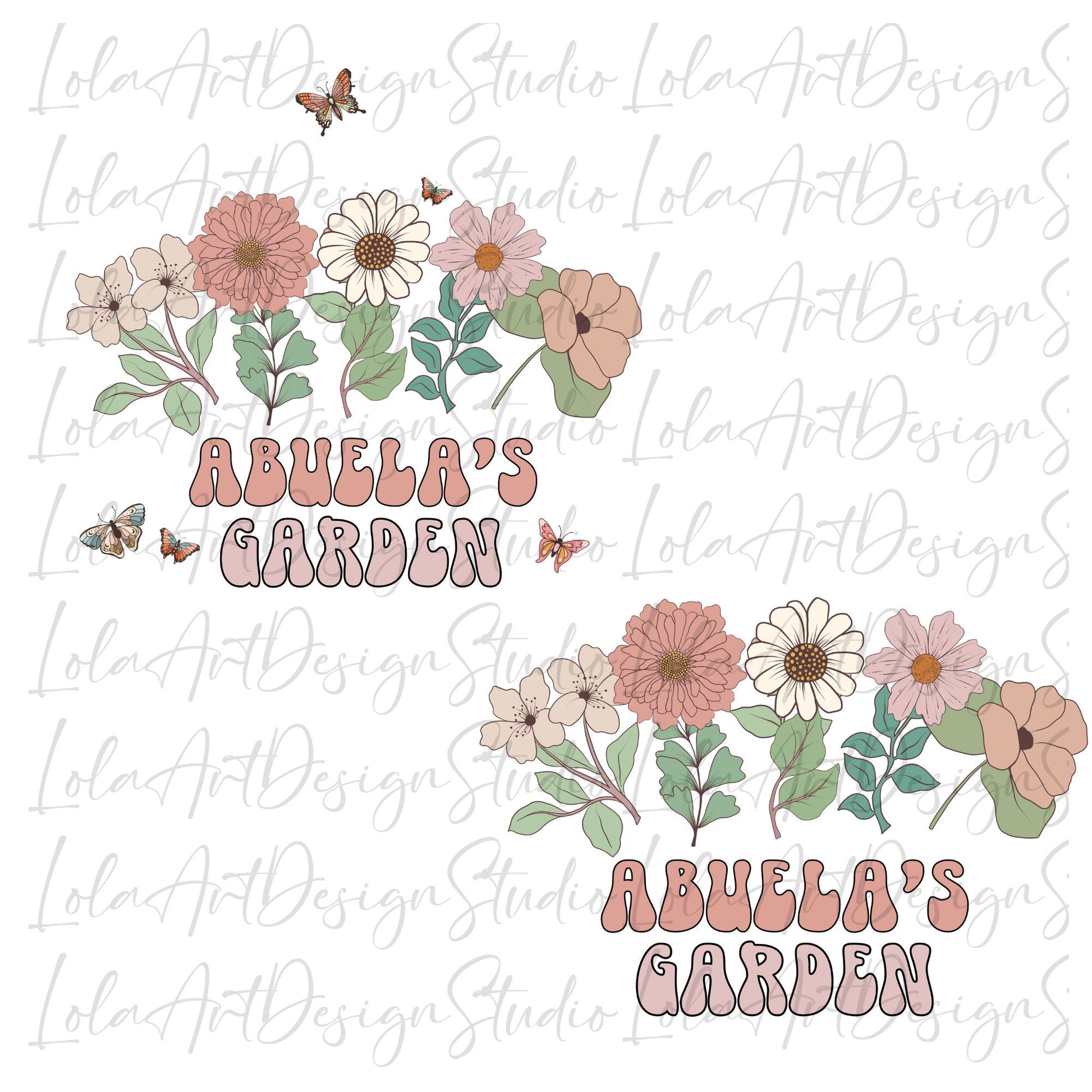 Abuela's Garden PNG Sublimation Design, Custom GrandKids Names With Flowers (blank), Spanish Grandma Design For Tshirts