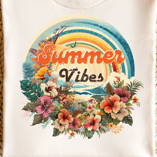 Summer Vibes PNG file for sublimation, Retro Summer Sublimation