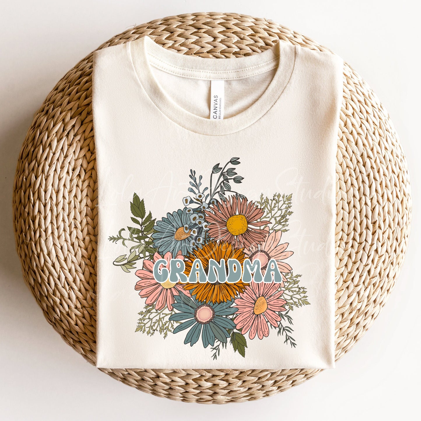 Grandma PNG Sublimation Design, Boho Retro Floral bouquet Grandma Shirt Design Png, Digital Download