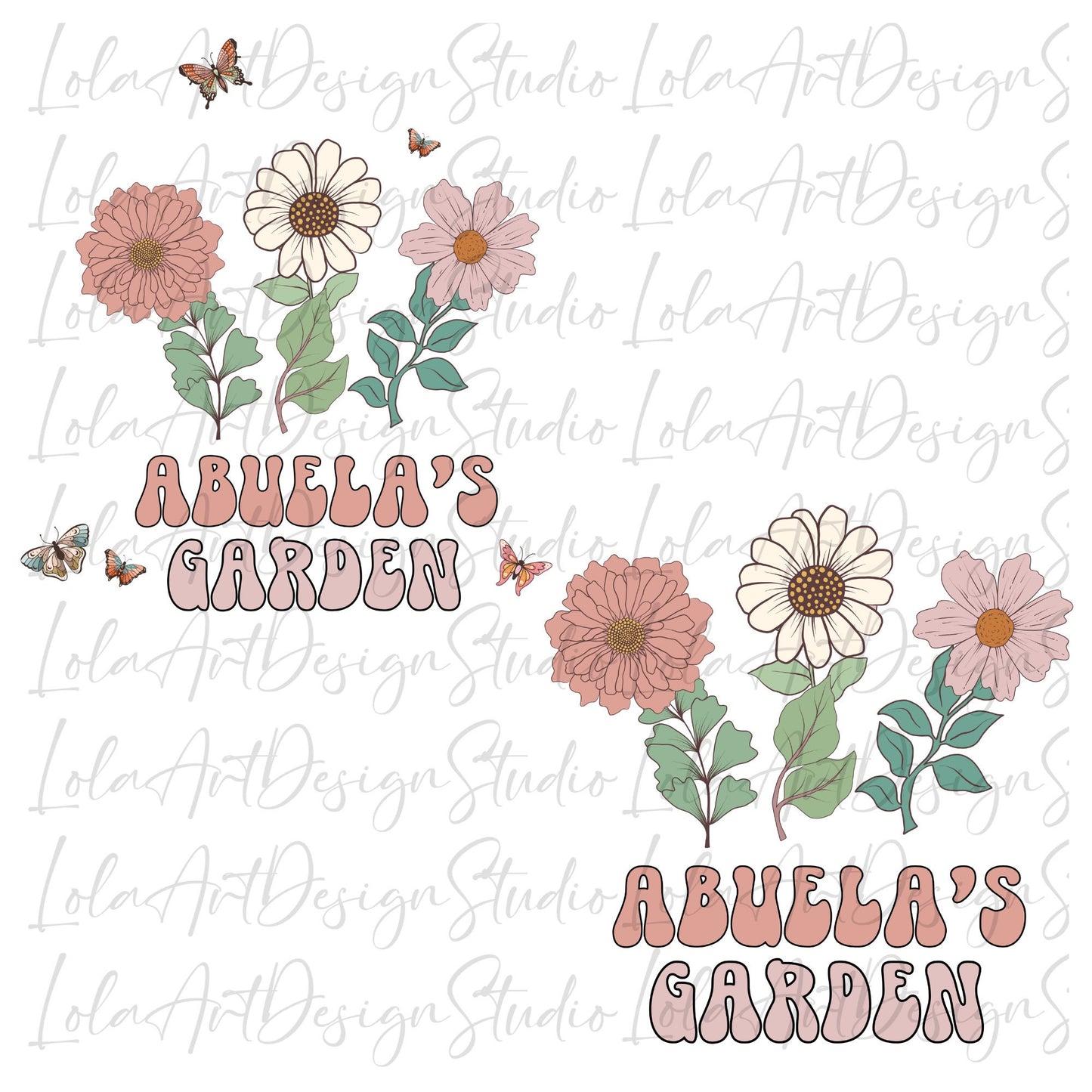 Abuela's Garden PNG Sublimation, Custom GrandKids Names With 3 Flowers (blank)