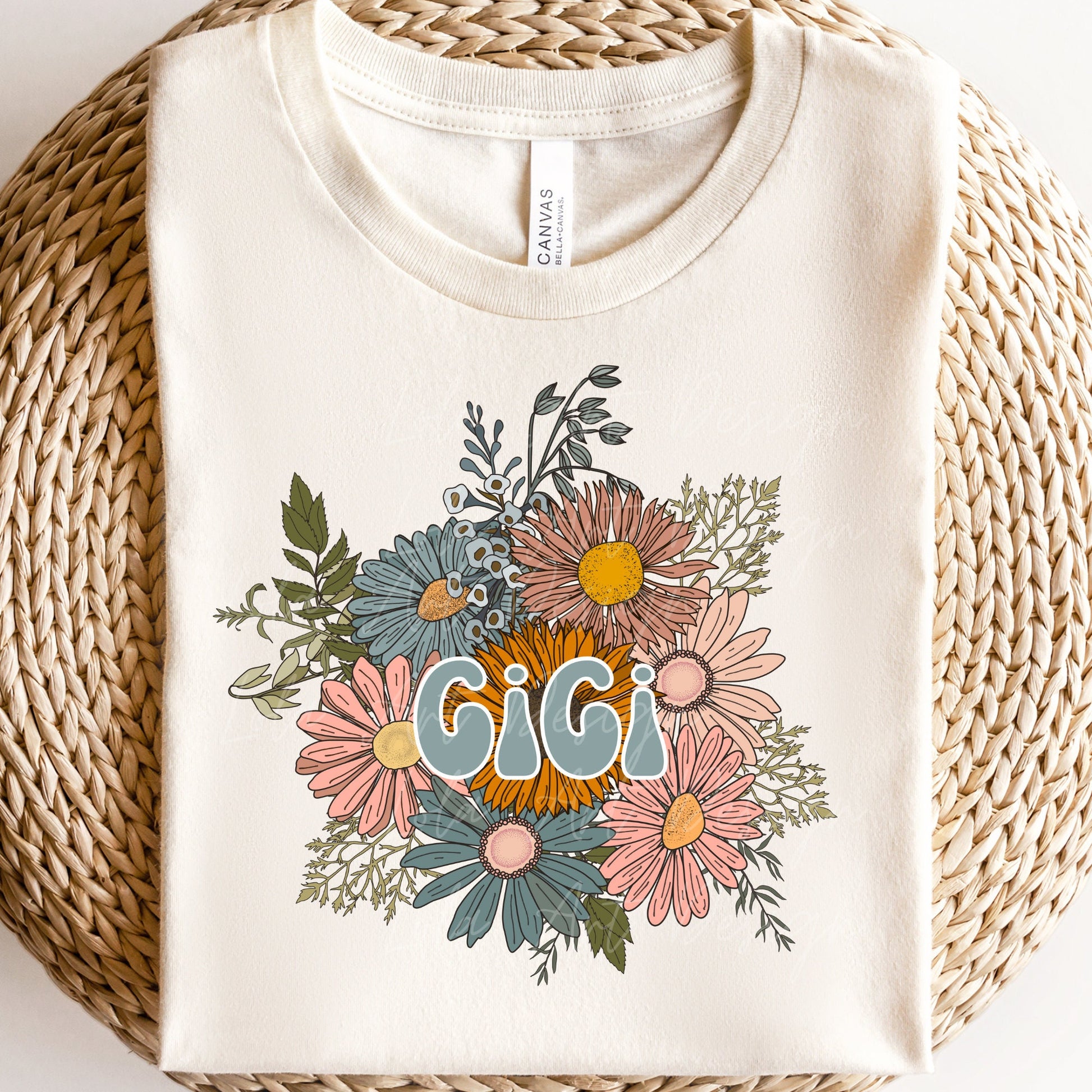 GiGi PNG For Sublimation, Boho GiGi Shirt Design Png, Floral bouquet png ,Retro Grandma sublimation, Grandma Floral png, GiGi png