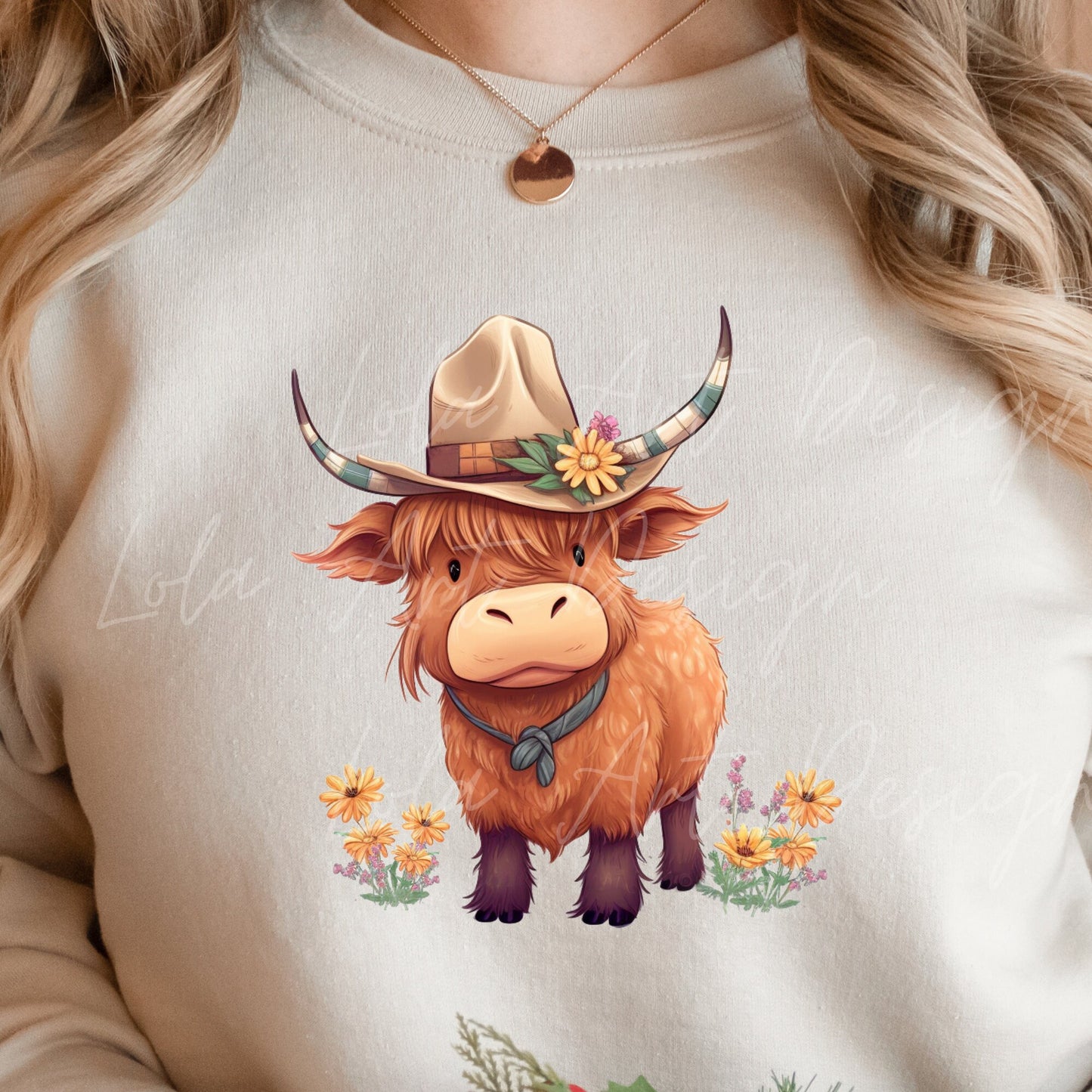 Cute Baby Highland Cow PNG Sublimation Design, Transparent Background Cute Cowboy Hat Baby Highland Cow Sublimation