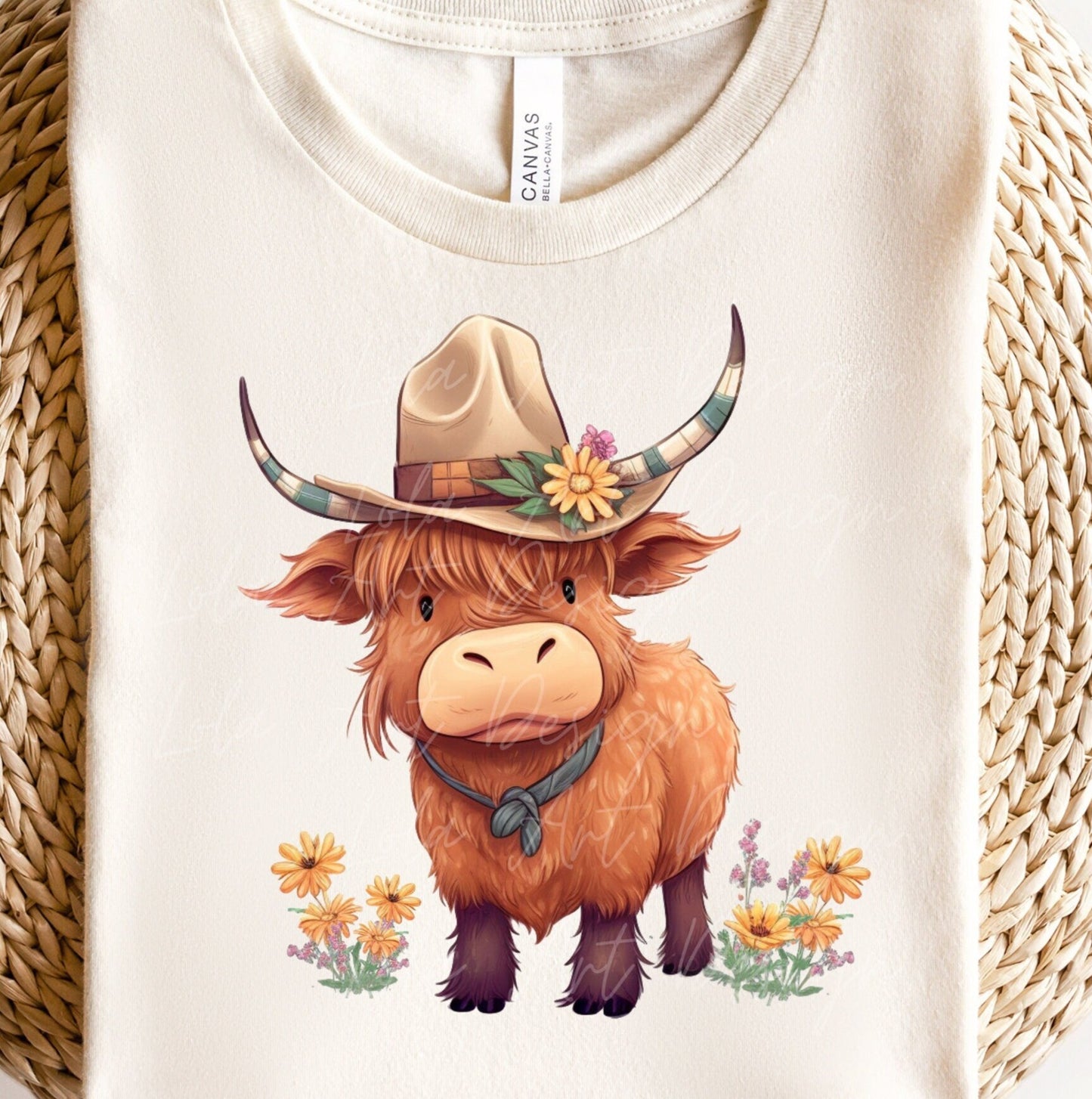 Cute Baby Highland Cow PNG Sublimation Design, Transparent Background Cute Cowboy Hat Baby Highland Cow Sublimation