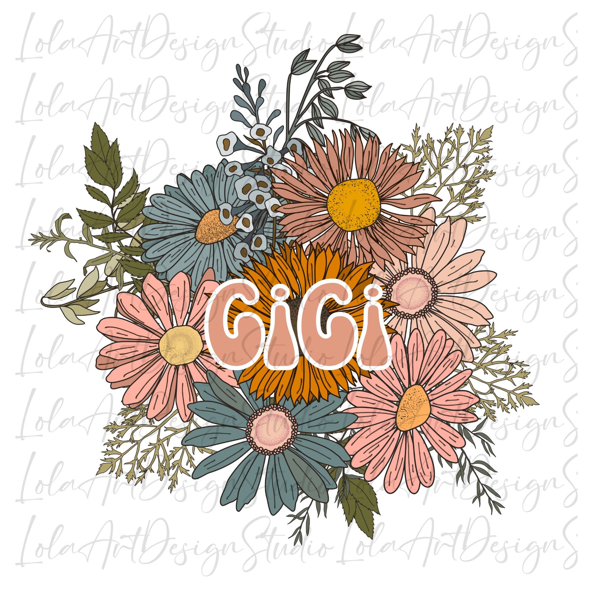 Floral GiGi PNG Sublimation Design, Boho Floral Grandma  Png, Floral bouquet png 