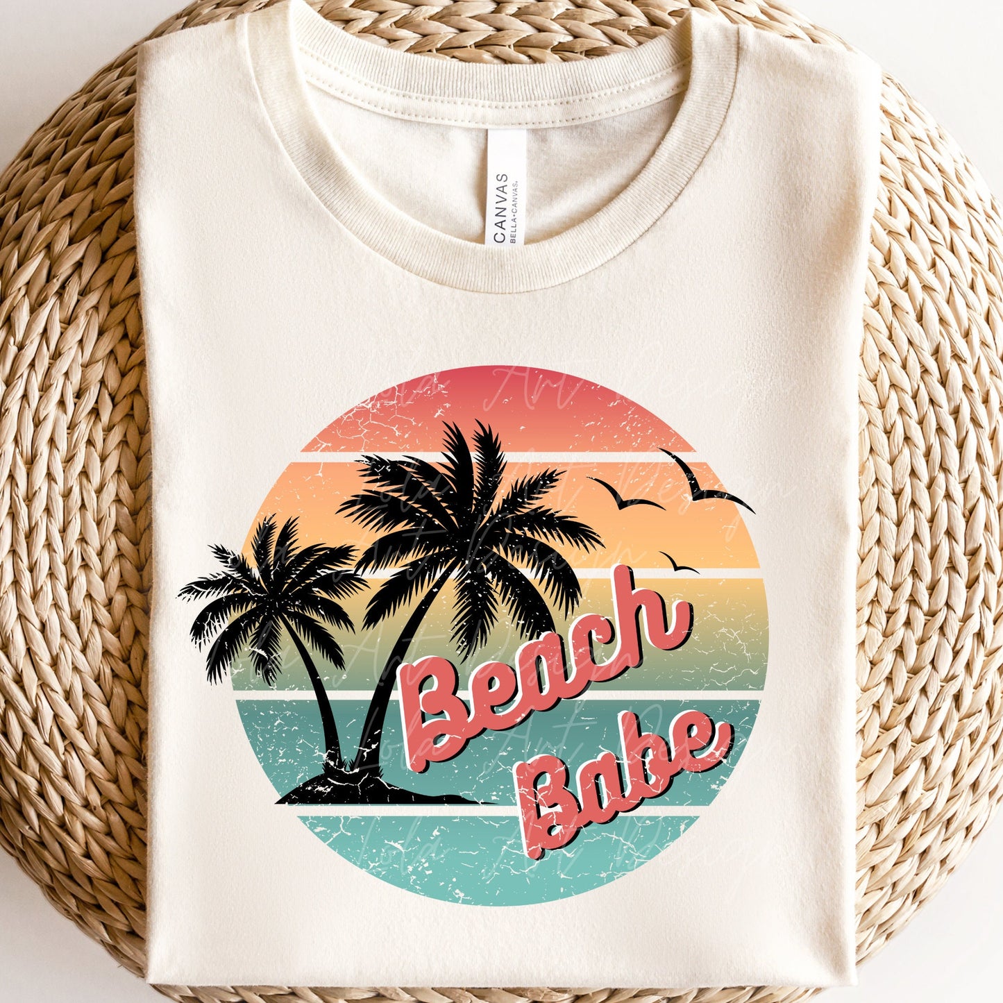 Summer Beach Babe Sublimation Design, PNG file for sublimation, Retro Sunset Sublimation Design