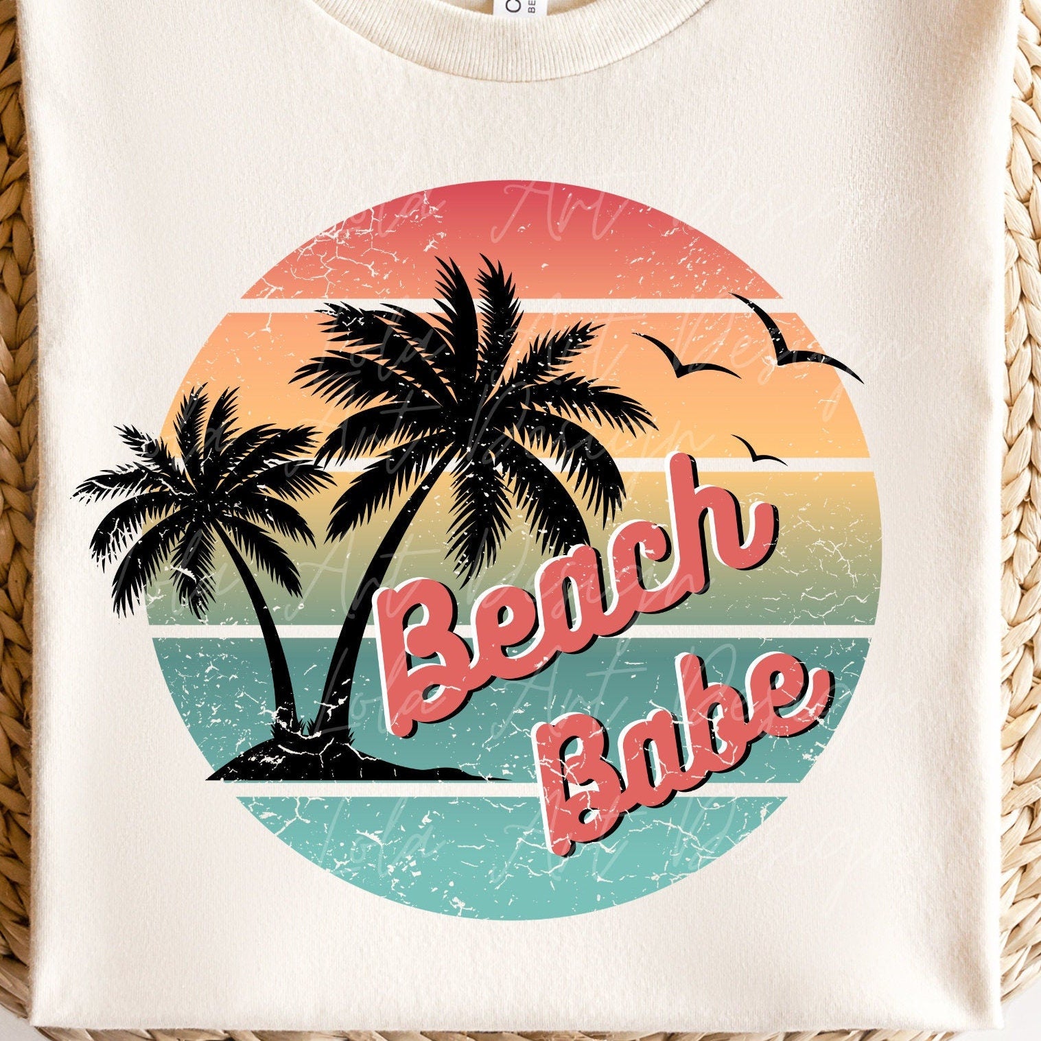 Beach Babe PNG file for sublimation, Retro Sunset Sublimation Design