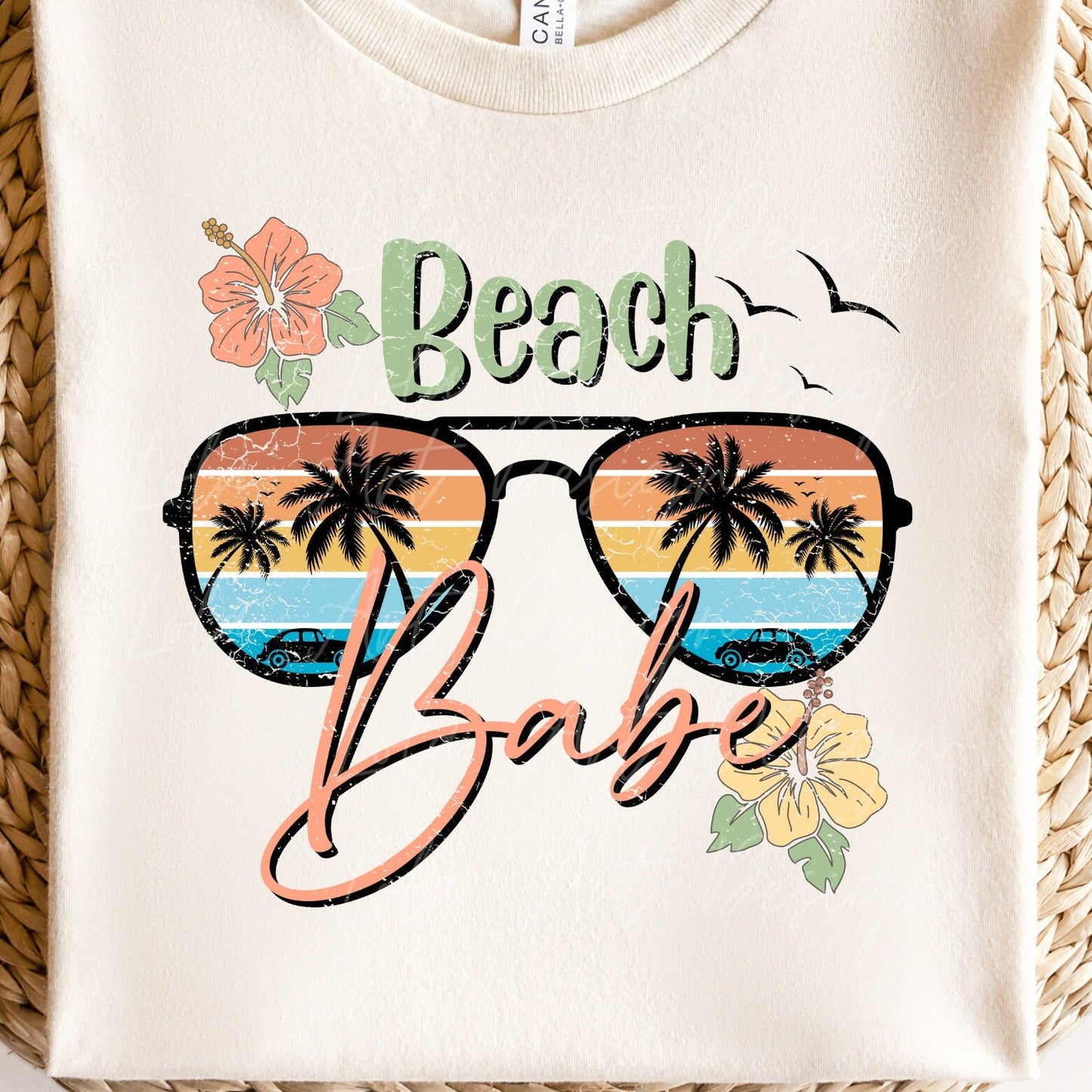 Beach Babe PNG file for sublimation, Retro Sunset Sublimation, Beach Babe Sunglasses Png