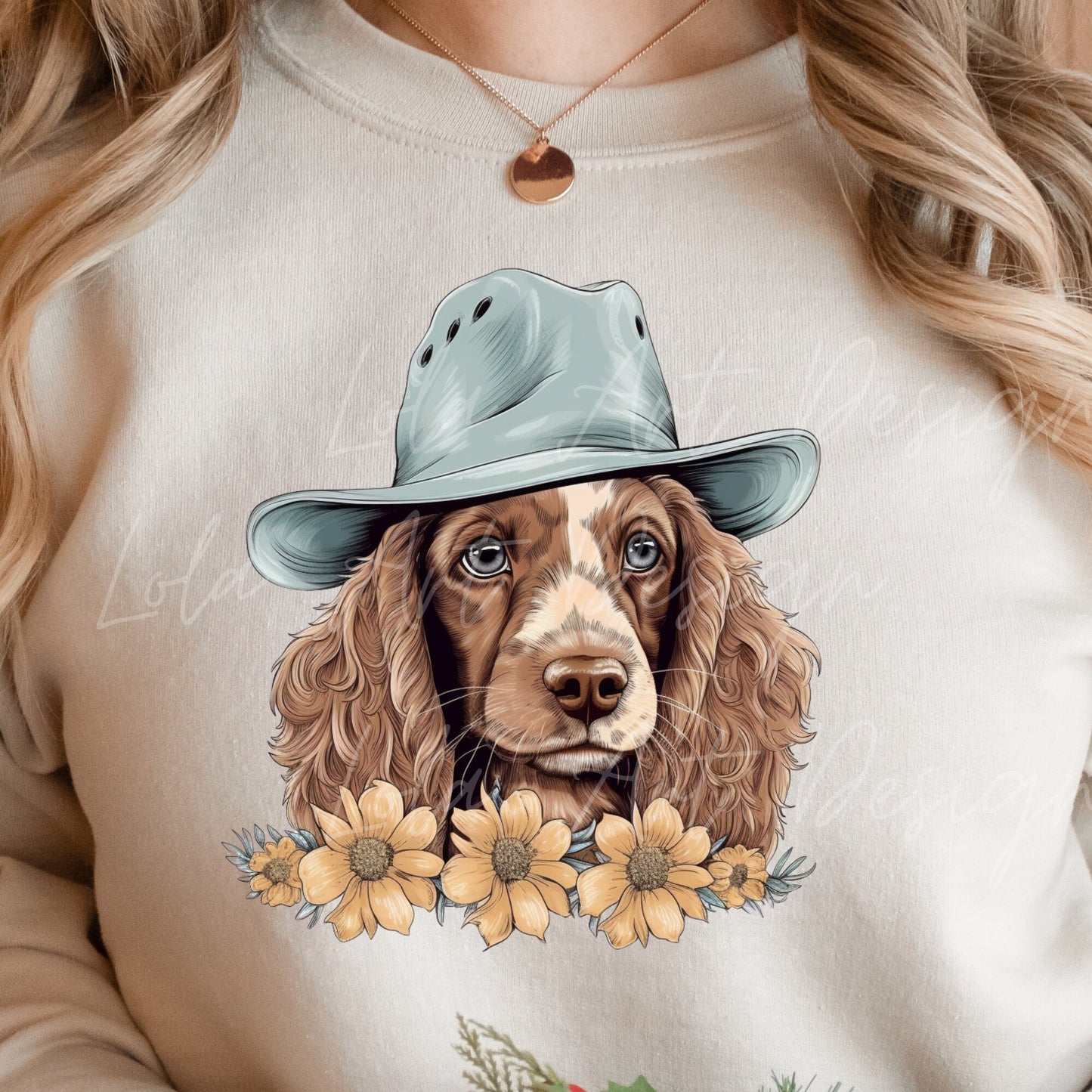 Spaniel Dog PNG for Sublimation and Print, Transparent Background Cute Cowboy Hat Cocker Spaniel Puppy Sublimation, Spaniel Dog Clipart Png