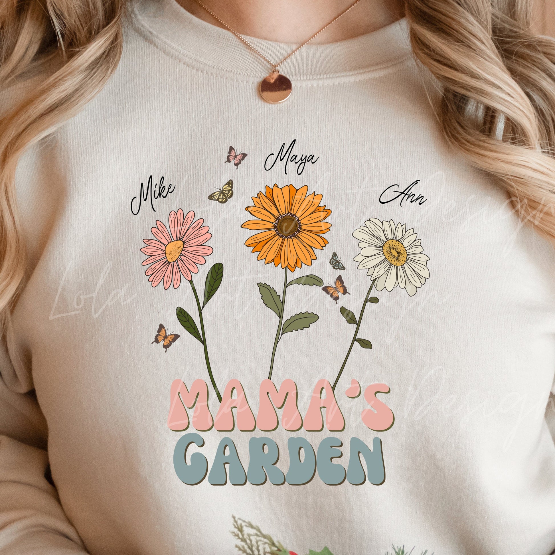 Custom Garden PNG Sublimation, Custom Grandkids/kids Names Flowers, Design For T shirts, Personalized Gift For Grandmother/ Mother Png