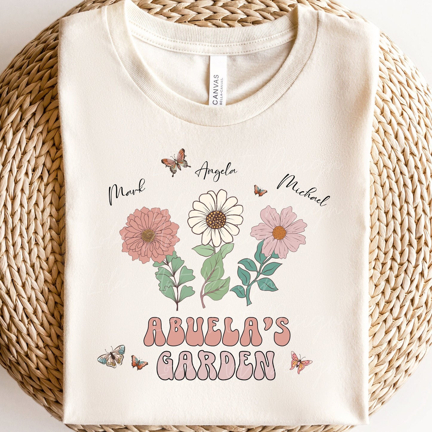 Abuela's Garden PNG Sublimation, Custom GrandKids Names With 3 Flowers (blank)