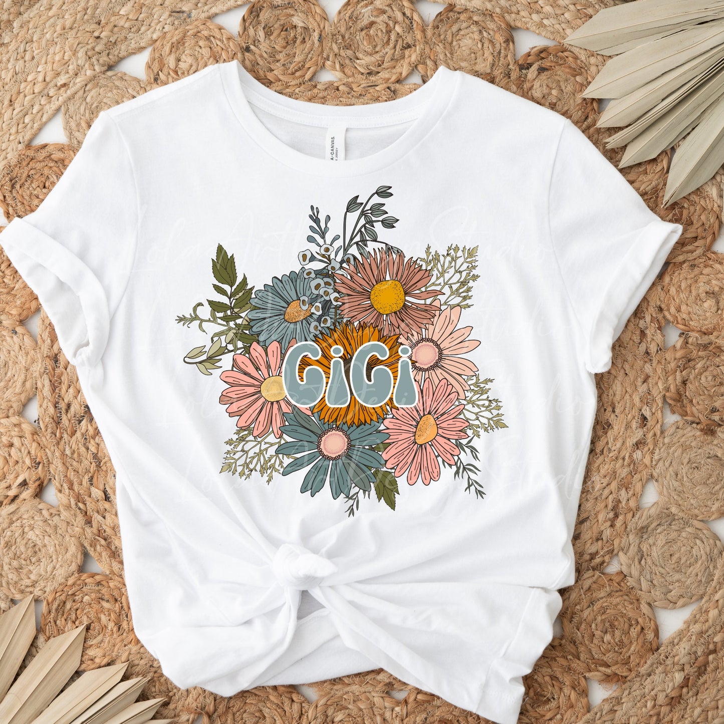 GiGi PNG For Sublimation, Boho GiGi Shirt Design Png, Floral bouquet png ,Retro Grandma sublimation, Grandma Floral png, GiGi png