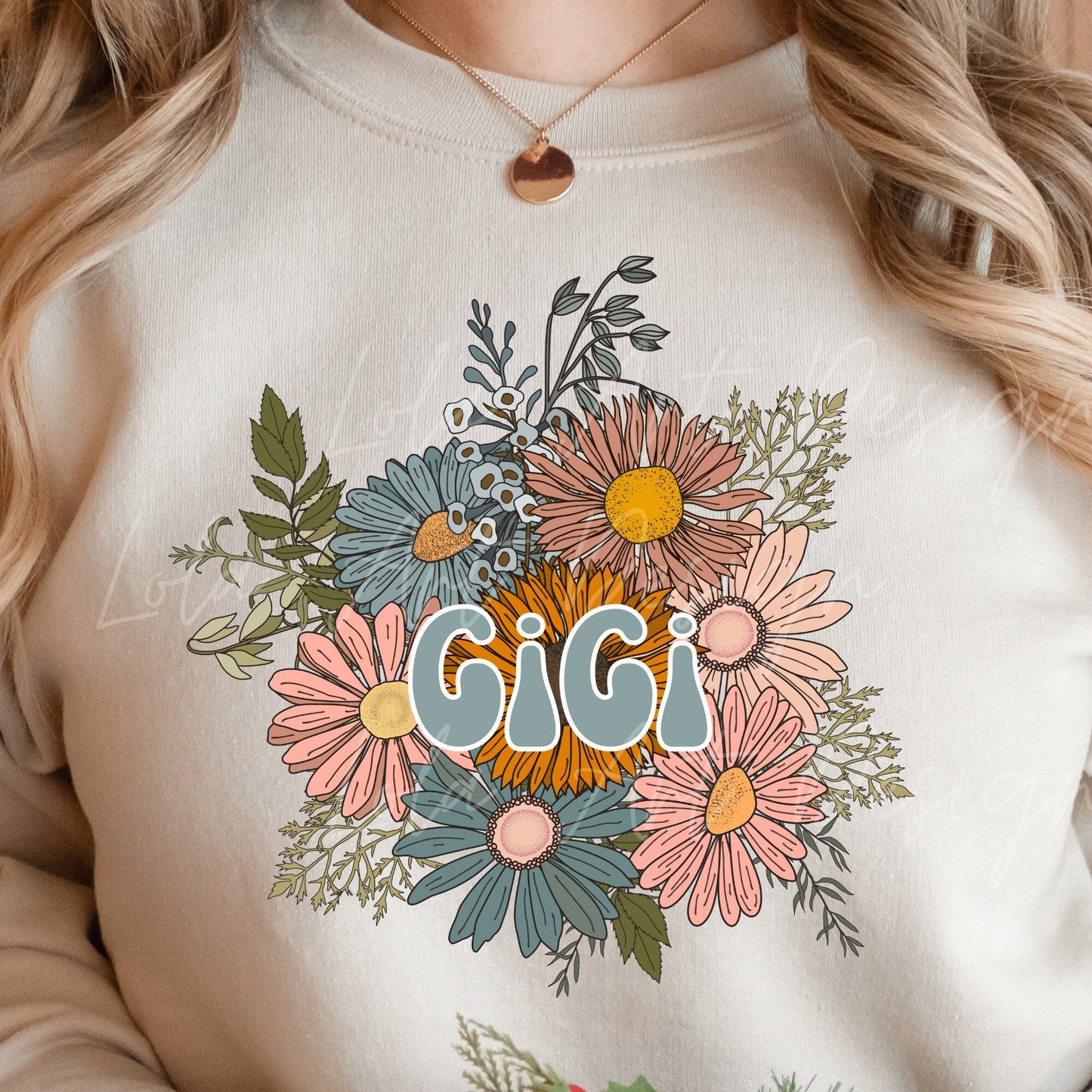 GiGi PNG For Sublimation, Boho GiGi Shirt Design Png, Floral bouquet png ,Retro Grandma sublimation, Grandma Floral png, GiGi png