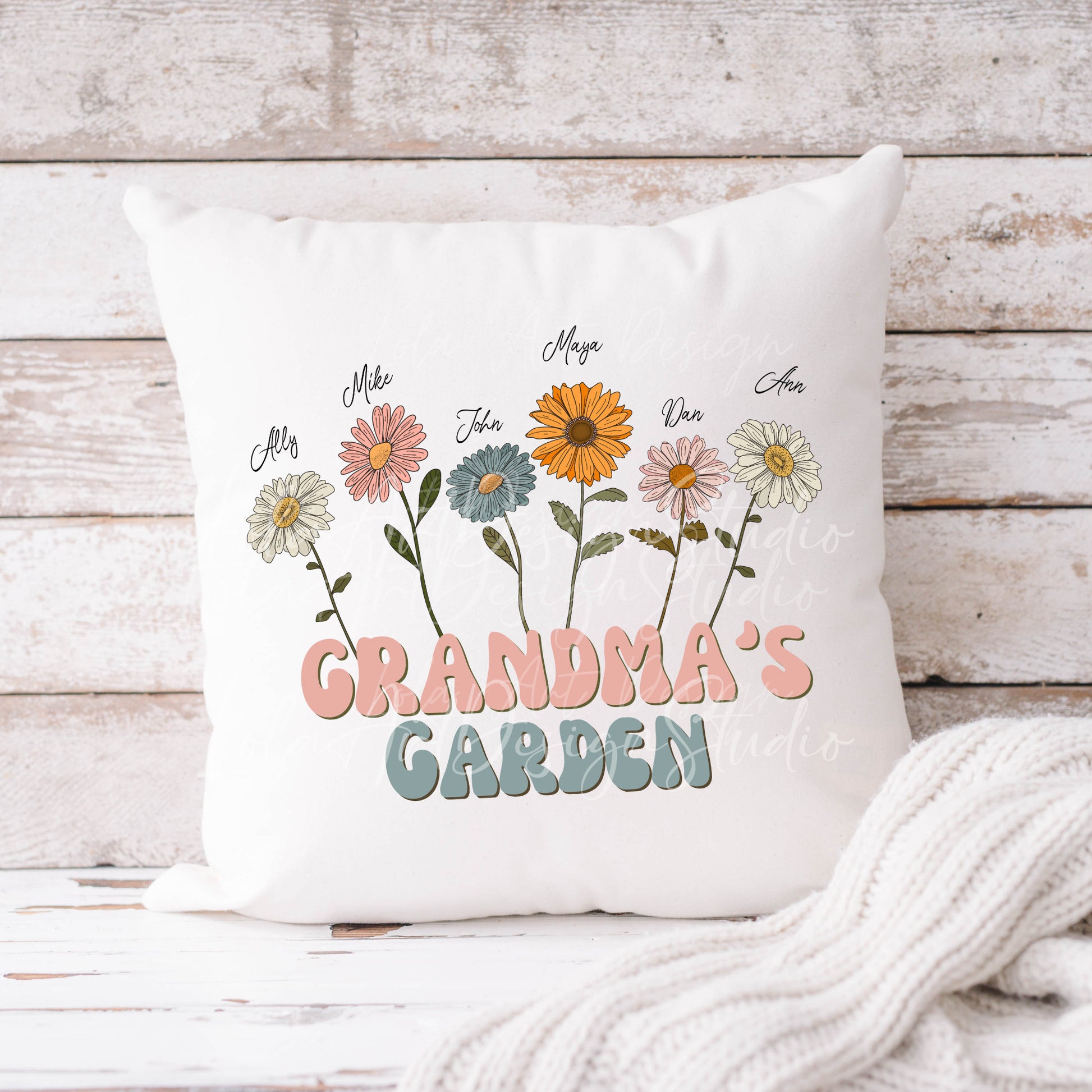 Custom Garden PNG Sublimation, Custom Grandkids/kids Names Flowers, Design For T shirts, Personalized Gift For Grandmother/ Mother Png