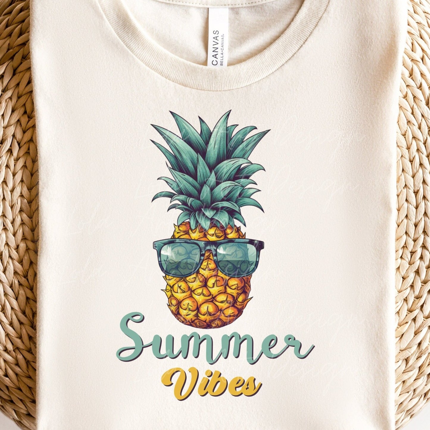 Summer Vibes Pineapple PNG file for sublimation printing, Retro Pineapple Wearing Sunglasses Sublimation PNG